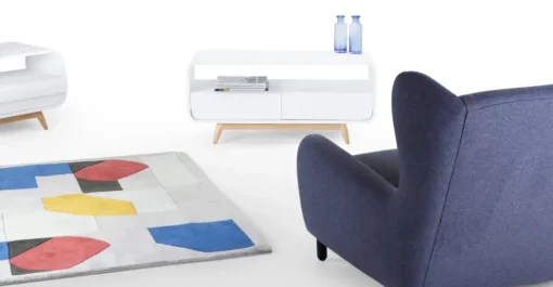 Mueble multimedia compacto Esme – Blanco y fresno