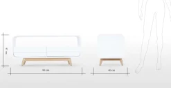 Mueble multimedia compacto Esme – Blanco y fresno