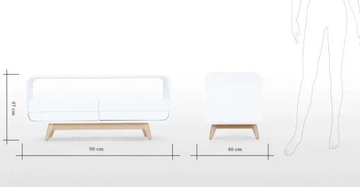 Mueble multimedia compacto Esme – Blanco y fresno