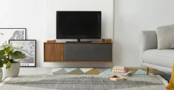 Mueble multimedia de pared Luther – Nogal