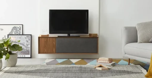 Mueble multimedia de pared Luther – Nogal