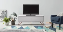 Mueble multimedia Elona – Gris y cobre