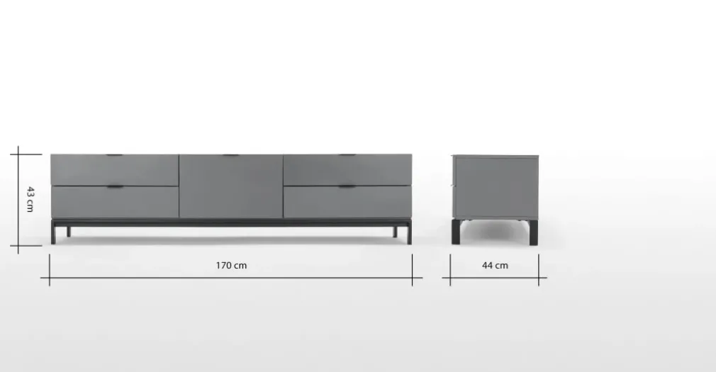 Mueble multimedia grande Marcell – Gris