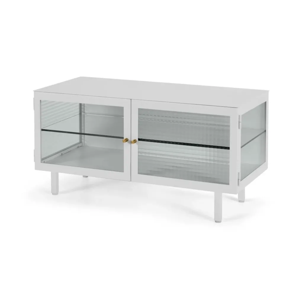 Mueble multimedia Marden – Blanco y cristal