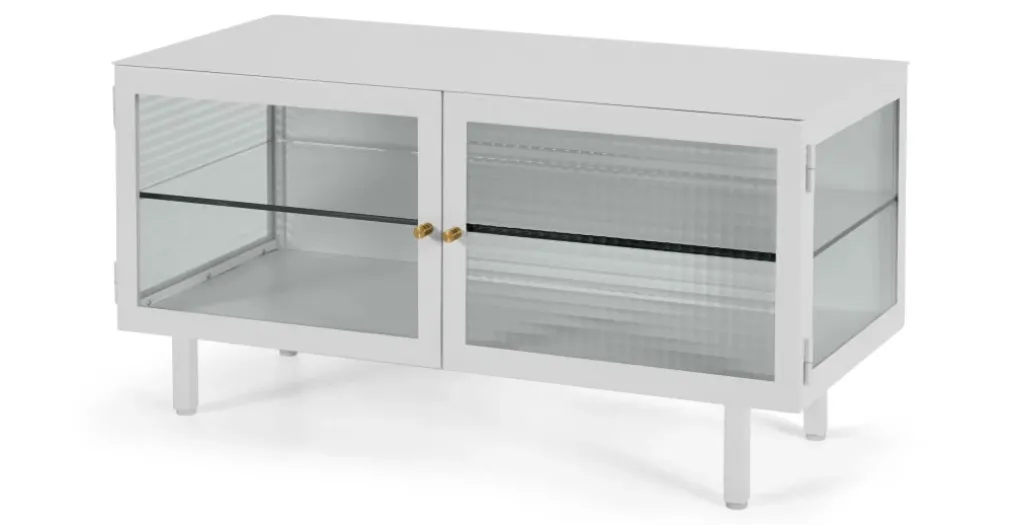 Mueble multimedia Marden – Blanco y cristal