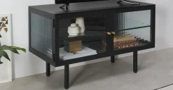 Mueble multimedia Marden – Gris carbón y cristal