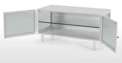 Mueble multimedia Marden – Blanco y cristal