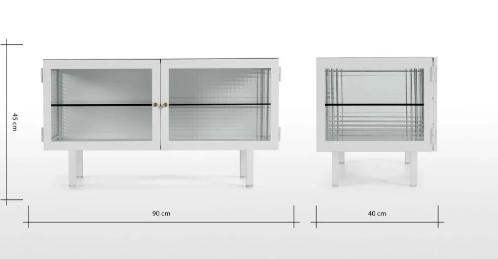 Mueble multimedia Marden – Blanco y cristal