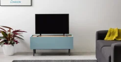 Mueble multimedia Mino – Roble y azul cerceta
