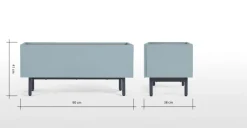 Mueble multimedia Mino – Roble y azul cerceta