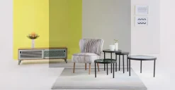 Mueble multimedia Pointillee – Fresno y gris