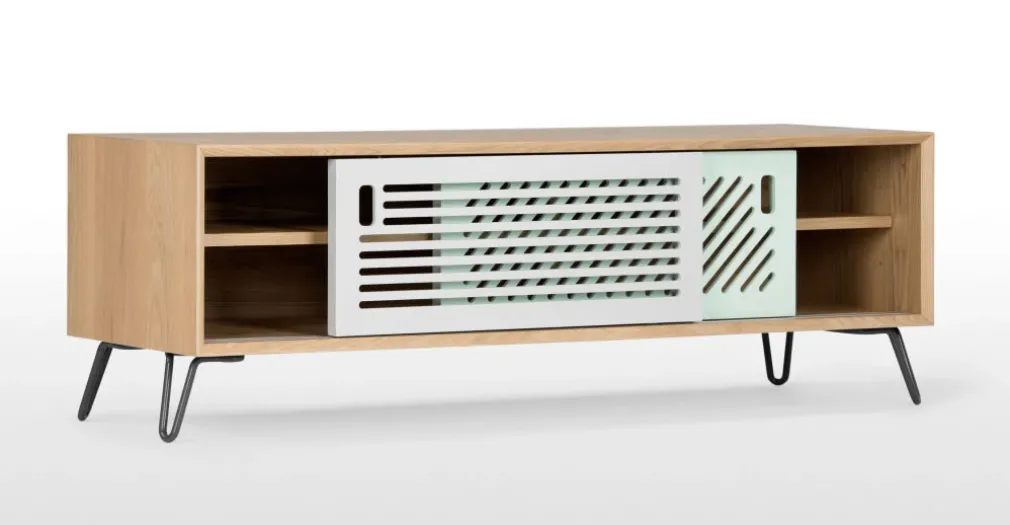 Mueble multimedia Pointillee – Fresno y gris