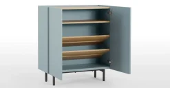 Mueble para recibidor Mino – Roble y azul