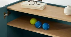 Mueble para recibidor Mino – Azul cerceta y roble