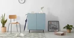 Mueble para recibidor Mino – Roble y azul