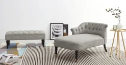 Otomana Bouji – Mezcla de lino color gris