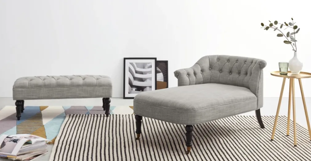 Otomana Bouji – Mezcla de lino color gris