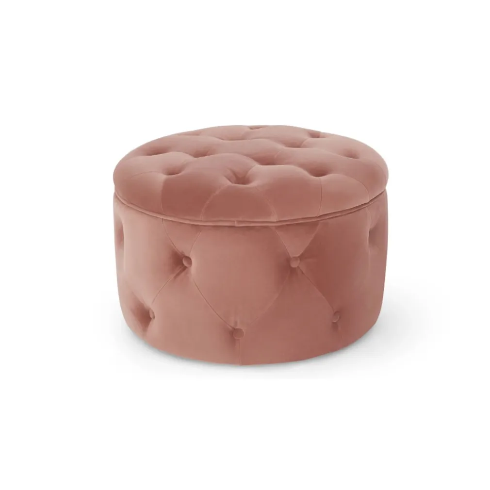 Puf Redondo Pequeño con Almacenaje Hampton – Rosa Palo