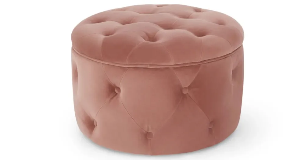 Puf Redondo Pequeño con Almacenaje Hampton – Rosa Palo