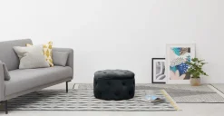 Puf Redondo Pequeño con Almacenaje Hampton – Gris Medianoche