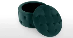 Puf Redondo Pequeño con Almacenaje Hampton – Azul Espuma de Mar