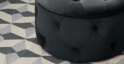 Puf Redondo Pequeño con Almacenaje Hampton – Gris Medianoche