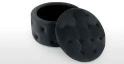 Puf Redondo Pequeño con Almacenaje Hampton – Gris Medianoche