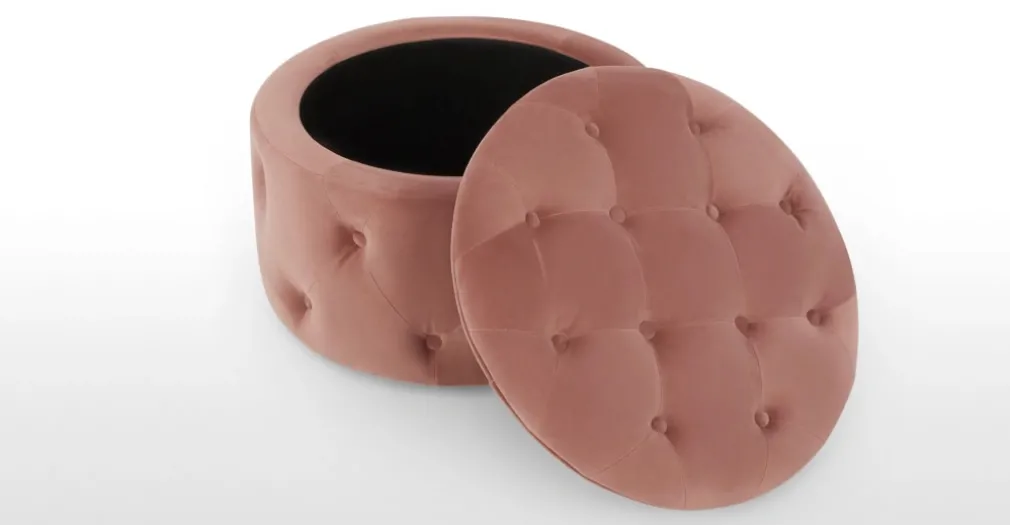 Puf Redondo Pequeño con Almacenaje Hampton – Rosa Palo