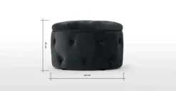 Puf Redondo Pequeño con Almacenaje Hampton – Gris Medianoche