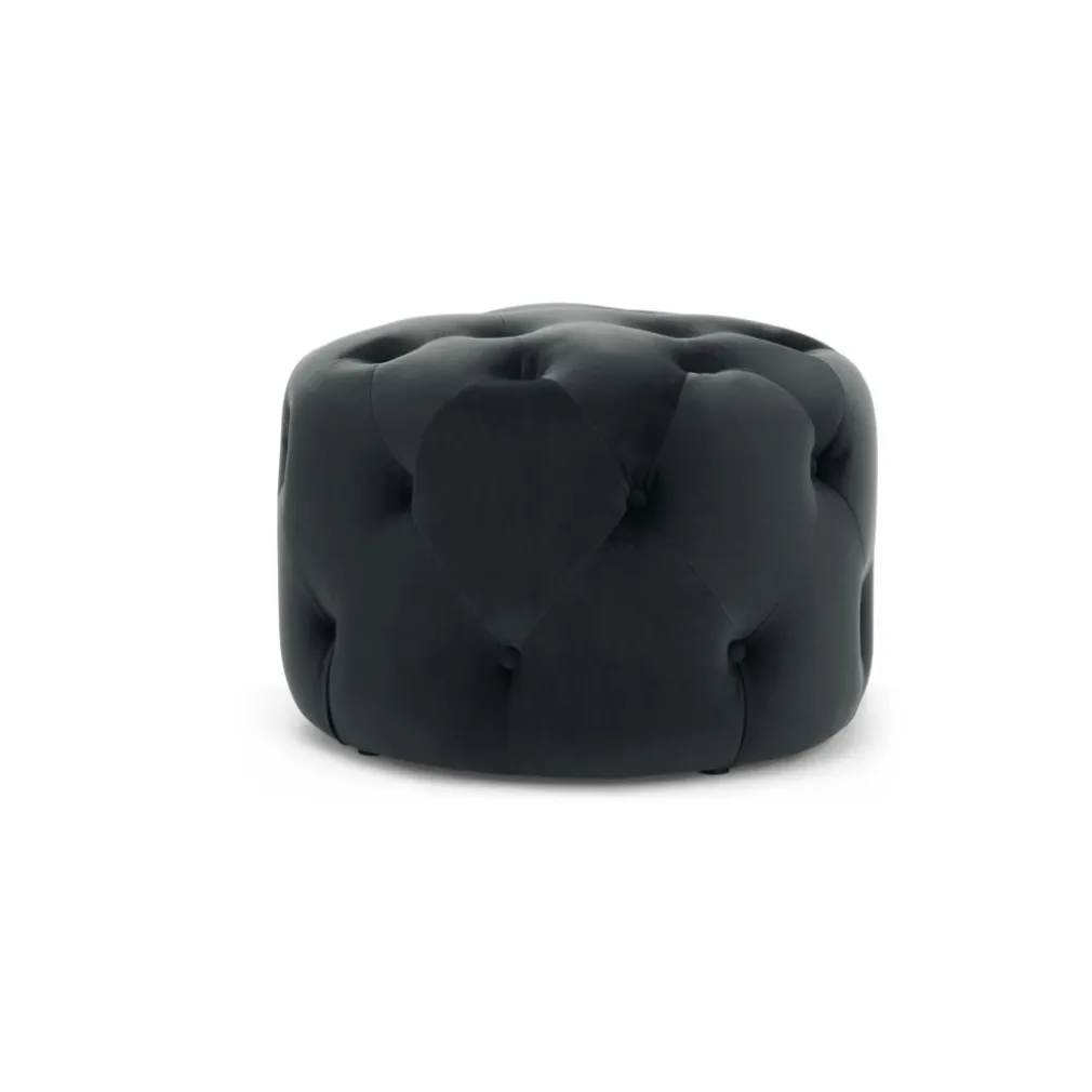 Puf Redondo Pequeño Hampton – Gris Medianoche