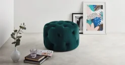 Puf Redondo Pequeño Hampton – Azul Espuma de Mar