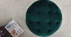 Puf Redondo Pequeño Hampton – Azul Espuma de Mar