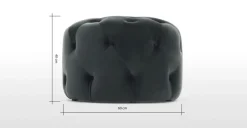 Puf Redondo Pequeño Hampton – Gris Medianoche