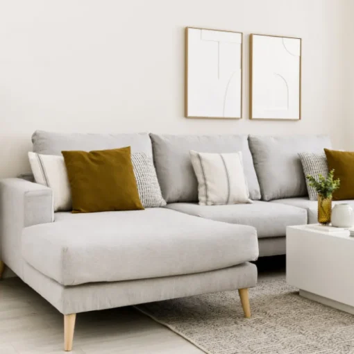 Seccional con Chaise Longue a la Izquierda Piero – Gris Claro