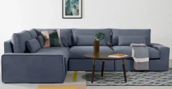 Seccional con Chaise Longue a la Izquierda Trent – Azul Lavado