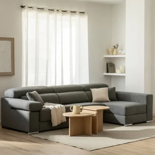 Seccional con Chaise Longue a la Derecha Dolmen – Gris Oscuro