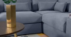 Seccional con Chaise Longue a la Izquierda Trent – Azul Lavado