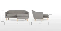 Seccional con Chaise Longue a la Derecha Lottie – Gris Tiza