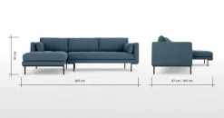 Seccional con Chaise Longue a la Izquierda Harlow – Azul