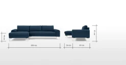 Seccional con Chaise Longue a la Izquierda Vittorio – Azul Oscuro