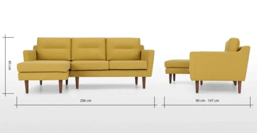 Seccional con Chaise Longue a la Izquierda Walker – Amarillo