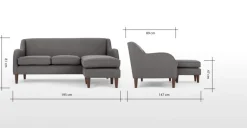 Seccional con Chaise Longue a la Derecha Helena – Gris Humo