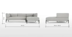 Seccional con Chaise Longue a la Derecha Kiva – Gris Granizo