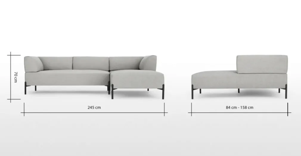 Seccional con Chaise Longue a la Derecha Kiva – Gris Granizo