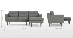 Seccional con Chaise Longue a la Derecha Walker – Gris