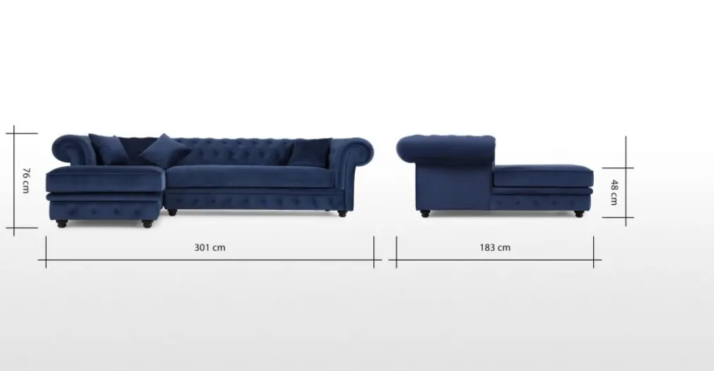 Seccional con Chaise Longue a la Izquierda Branagh – Azul Eléctrico