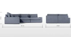Seccional con Chaise Longue a la Izquierda Trent – Azul Lavado
