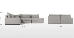 Seccional con Chaise Longue a la Izquierda Trent – Gris Lavado