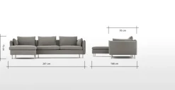 Seccional con Chaise Longue a la Izquierda Vento – Gris Manhattan