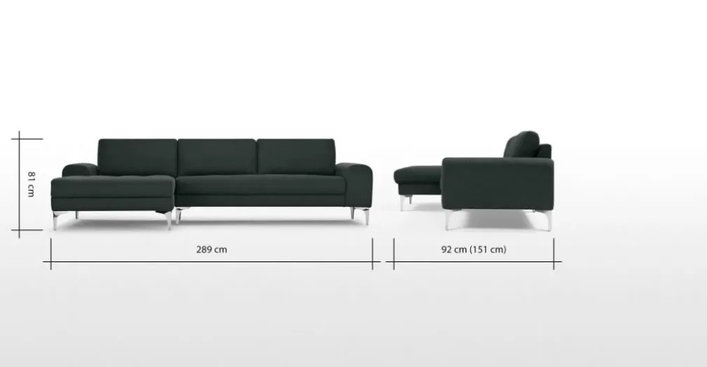 Seccional con Chaise Longue a la Izquierda Vittorio – Gris Antracita